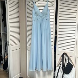 Sky blue, marin Azazie bridesmaid dress